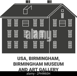 USA, Birmingham, Birmingham Museum e Art Gallery viaggio punto di riferimento vettoriale illustrazione Illustrazione Vettoriale