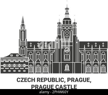 Repubblica Ceca, Praga, Castello di Praga viaggio punto di riferimento vettoriale illustrazione Illustrazione Vettoriale