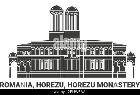 Romania, Horezu, Monastero di Horezu viaggio punto di riferimento vettore illustrazione Illustrazione Vettoriale