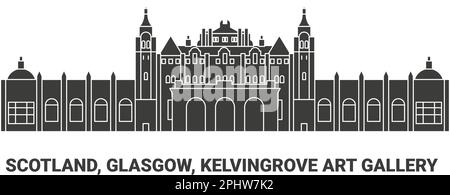 Scotland, Glasgow, Kelvingrove Art Gallery, viaggio punto di riferimento vettore illustrazione Illustrazione Vettoriale