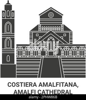 Italia, Costiera Amalfitana, Duomo di Amalfi viaggio punto di riferimento vettoriale illustrazione Illustrazione Vettoriale