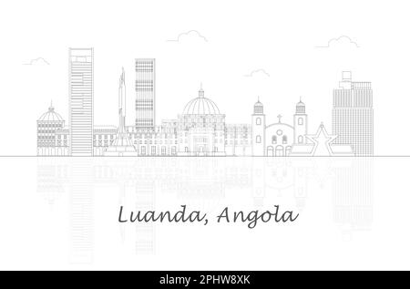 Schema panorama della città di Luanda, Angola - illustrazione vettoriale Illustrazione Vettoriale