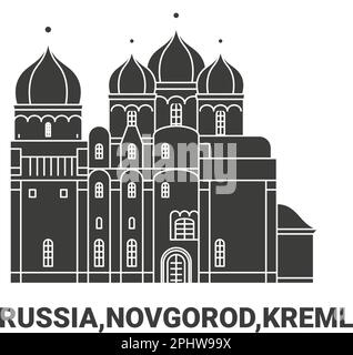 Russia, Novgorod, Kreml viaggio riferimento vettore illustrazione Illustrazione Vettoriale