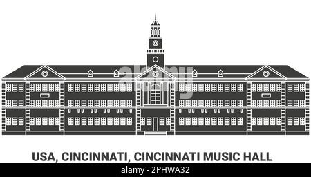 USA, Cincinnati, Cincinnati Music Hall, illustrazione vettoriale di riferimento del viaggio Illustrazione Vettoriale