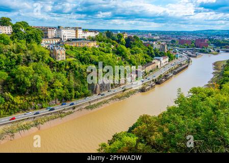 Vista panoramica di Bristol dal Ponte sospeso di Clifton. Foto Stock