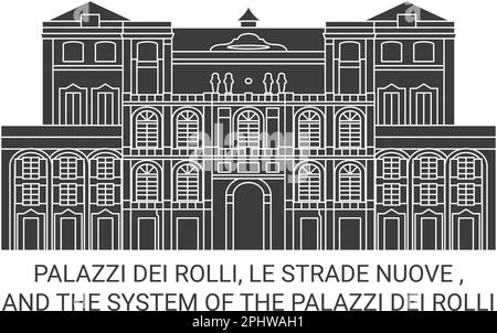 Italia, palazzi dei Rolli, le Strade nuove viaggio punto di riferimento vettoriale illustrazione Illustrazione Vettoriale