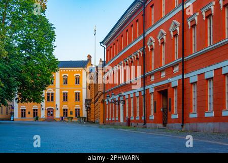 Edificio rosso della scuola cattedrale di Turku, Finlandia. Foto Stock