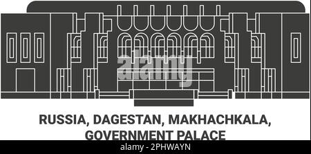 Russia, Dagestan, Makhachkala, Palazzo del Governo viaggio punto di riferimento vettore illustrazione Illustrazione Vettoriale