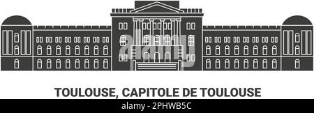 Francia, Tolosa, Capitole De Toulouse, viaggio punto di riferimento vettoriale illustrazione Illustrazione Vettoriale