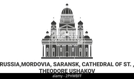 Russia, Mordovia, Saransk, Cattedrale di San , Theodore Ushakov, illustrazione del vettore di riferimento di viaggio Illustrazione Vettoriale