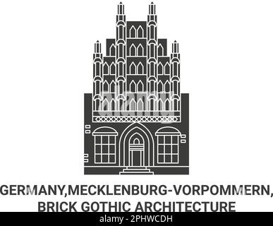 Germania,Mecklenburgvorpommern, Brick Gothic architettura viaggio punto di riferimento vettore illustrazione Illustrazione Vettoriale