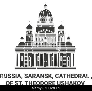 Russia, Saransk, Cattedrale , di San Theodore Ushakov viaggio punto di riferimento vettoriale illustrazione Illustrazione Vettoriale