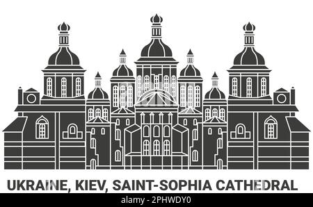 Ucraina, Kiev, Saintophia Cattedrale viaggio punto di riferimento vettore illustrazione Illustrazione Vettoriale