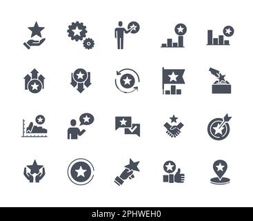 Icone di valutazione a stelle nero Illustrazione Vettoriale