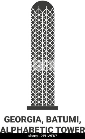 Georgia, Batumi, Alphabetic Tower viaggio punto di riferimento vettoriale illustrazione Illustrazione Vettoriale