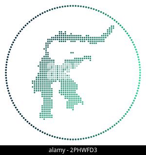 Distintivo digitale Sulawesi. Mappa in stile tratteggiato di Sulawesi in cerchio. Icona tecnologica dell'isola con punti sfumati. Eccezionale illustrazione vettoriale. Illustrazione Vettoriale