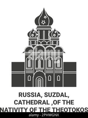 Russia, Suzdal, Cattedrale , della Natività del viaggio Theotokos punto di riferimento vettoriale illustrazione Illustrazione Vettoriale