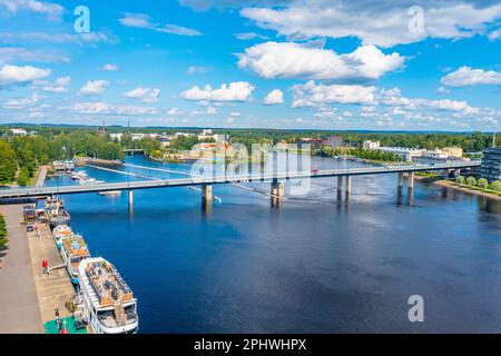 Riverside di pielisjoki a Joensuu in Finlandia. Foto Stock