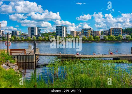 Riverside di pielisjoki a Joensuu in Finlandia. Foto Stock