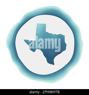 Logo Texas. Distintivo dello stato degli Stati Uniti. Insegna circolare a strati intorno al confine del Texas. Incredibile illustrazione vettoriale. Illustrazione Vettoriale