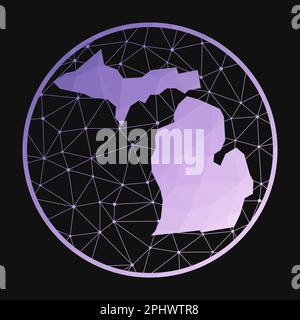 Icona del Michigan. Mappa poligonale vettoriale dello stato degli Stati Uniti. Icona del Michigan in stile geometrico. Illustrazione Vettoriale