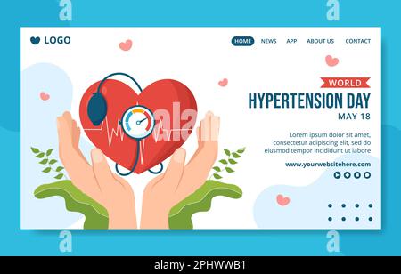 World Hypertension Day Social Media Landing Page Flat Cartoon modello disegnato a mano Illustrazione Illustrazione Vettoriale