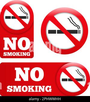 Set di cartelli per divieto di fumo, illustrazione Vector eps10 Illustrazione Vettoriale
