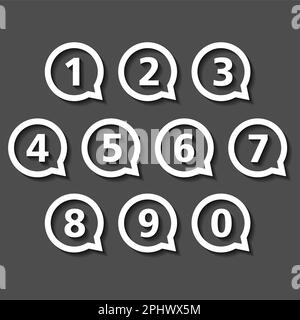 Numeri in fumetti rotondi, disegno piatto, illustrazione vettoriale eps10 Illustrazione Vettoriale