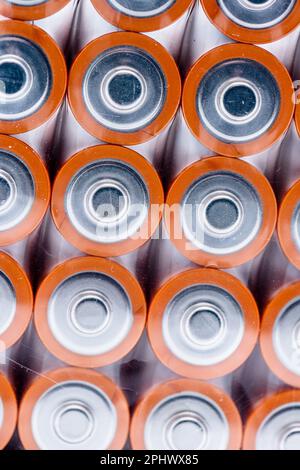 Quattro pile di batterie alcaline AA Foto Stock