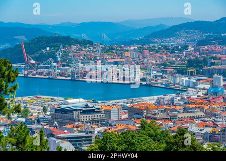 Veduta aerea del porto di Vigo. Foto Stock