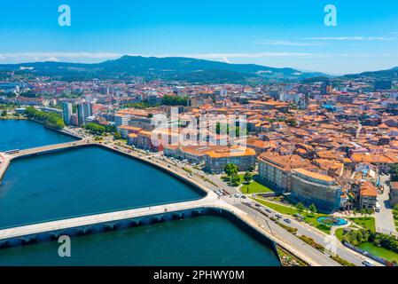 Veduta aerea della città spagnola Pontevedra. Foto Stock