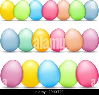Uova di pasqua colorate in piedi su sfondo bianco, illustrazione vettore eps10 Illustrazione Vettoriale