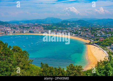 Vista panoramica di San Sebastian da Monte Igueldo, Spagna. Foto Stock