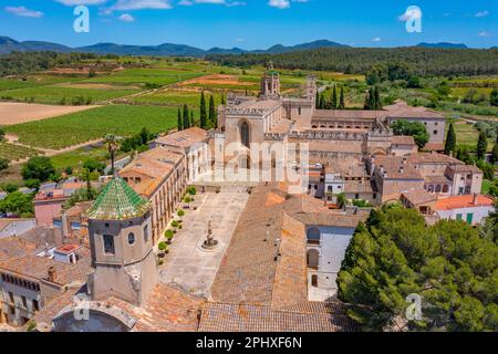 Veduta aerea del Monastero di Santes Creus in Spagna. Foto Stock