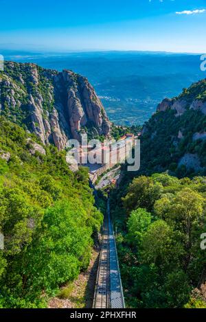 Funiculair dall'abbazia di Santa Maria de Montserrat in Spagna. Foto Stock