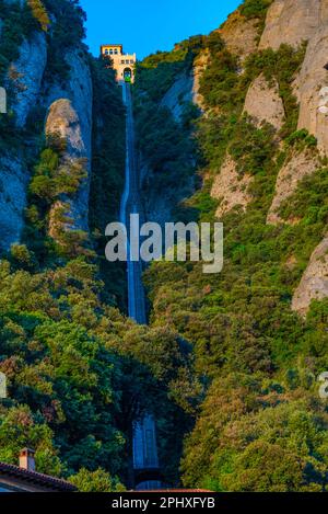 Funiculair dall'abbazia di Santa Maria de Montserrat in Spagna. Foto Stock