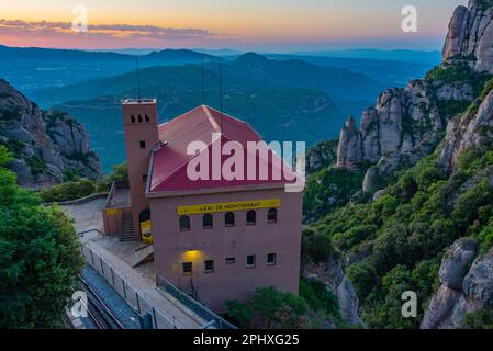 Funiculair dall'abbazia di Santa Maria de Montserrat in Spagna. Foto Stock