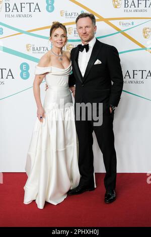 Geri Horner e Christian Horner hanno fotografato durante gli arrivi dei Red Carpet Awards 2023 dell'EE BAFTA Film Awards alla Royal Festival Hall di Londra, Regno Unito, il 19 febbraio 2023 . Foto di Julie Edwards. Foto Stock