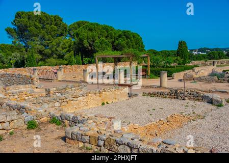 Rovine romane di antichi siti Empuries in Catalunya, Spagna. Foto Stock