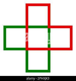 Marchio medico di assistenza sanitaria croce, medico croce rosso verde salute Illustrazione Vettoriale