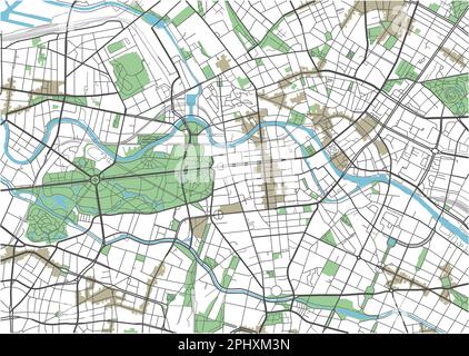 Colorata mappa vettoriale della città di Berlino. Illustrazione Vettoriale