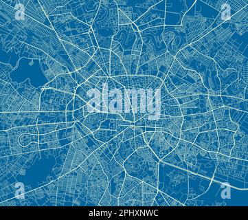 Mappa vettoriale blu e bianco della città di Bucarest con strati separati ben organizzati. Illustrazione Vettoriale