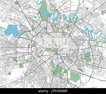 Mappa vettoriale della città di Bucarest con strati separati ben organizzati. Illustrazione Vettoriale