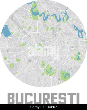 Icona minimalista della mappa della città di Bucarest. Illustrazione Vettoriale