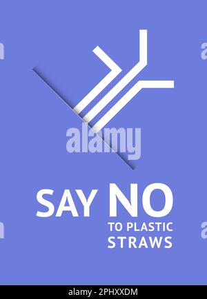 Dire no a cannucce di plastica, poster ecological trendy set per la stampa, illustrazione vettoriale 10eps. Illustrazione Vettoriale