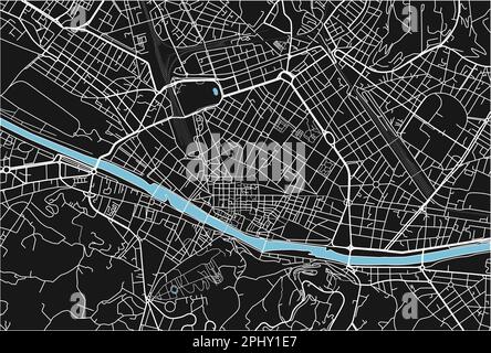 Mappa vettoriale di Firenze in bianco e nero con strati separati ben organizzati. Illustrazione Vettoriale