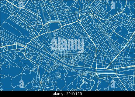 Mappa vettoriale di Firenze in blu e bianco con strati separati ben organizzati. Illustrazione Vettoriale