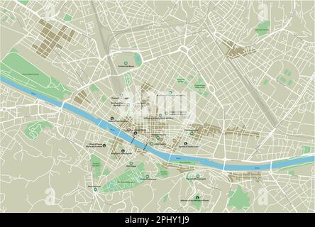 Mappa vettoriale della città di Firenze con strati separati ben organizzati. Illustrazione Vettoriale