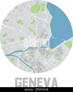 Icona minimalista della mappa della città di Ginevra. Illustrazione Vettoriale