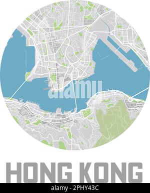 Icona minimalista della mappa della città di Hong Kong. Illustrazione Vettoriale